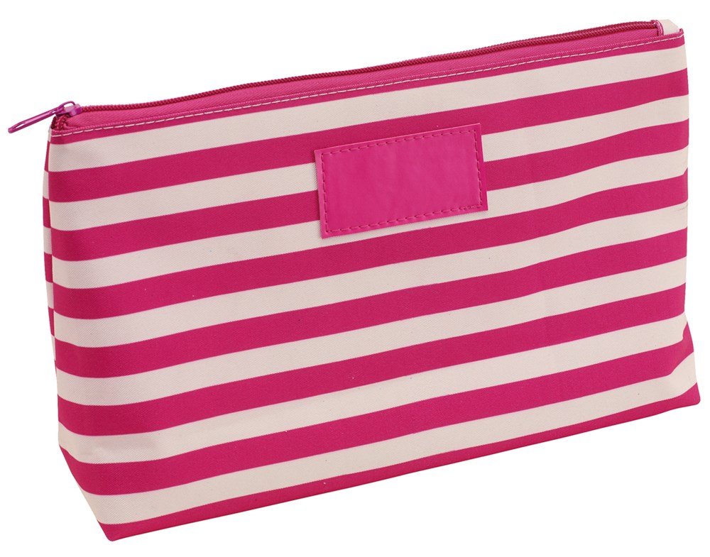 Kulturtasche "Stripy"300D, pink/creme