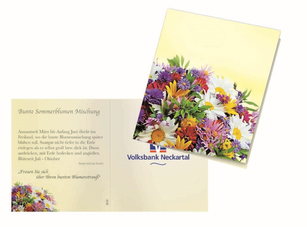 Klappkärtchen Bunte Blumenwelt, bunte Blumenmischung, 1-4 c Digitaldruck inklusive