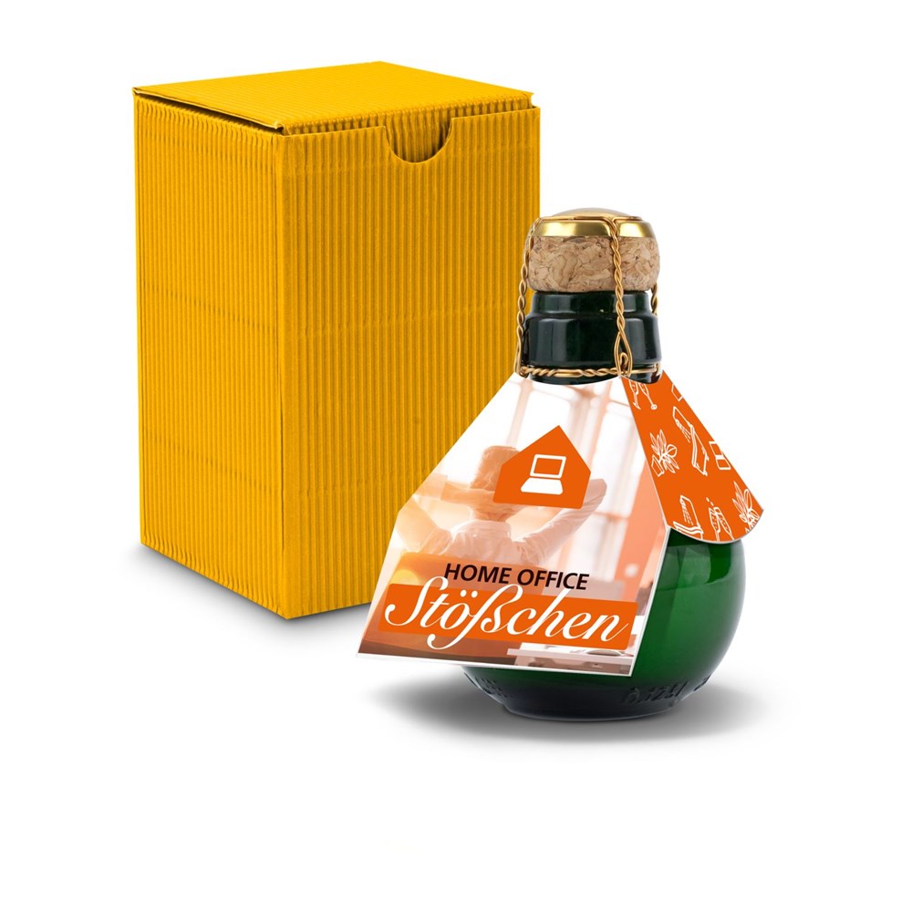 Kleinste Sektflasche der Welt! Home Office Stößchen - Inklusive Geschenkkarton, 125 ml