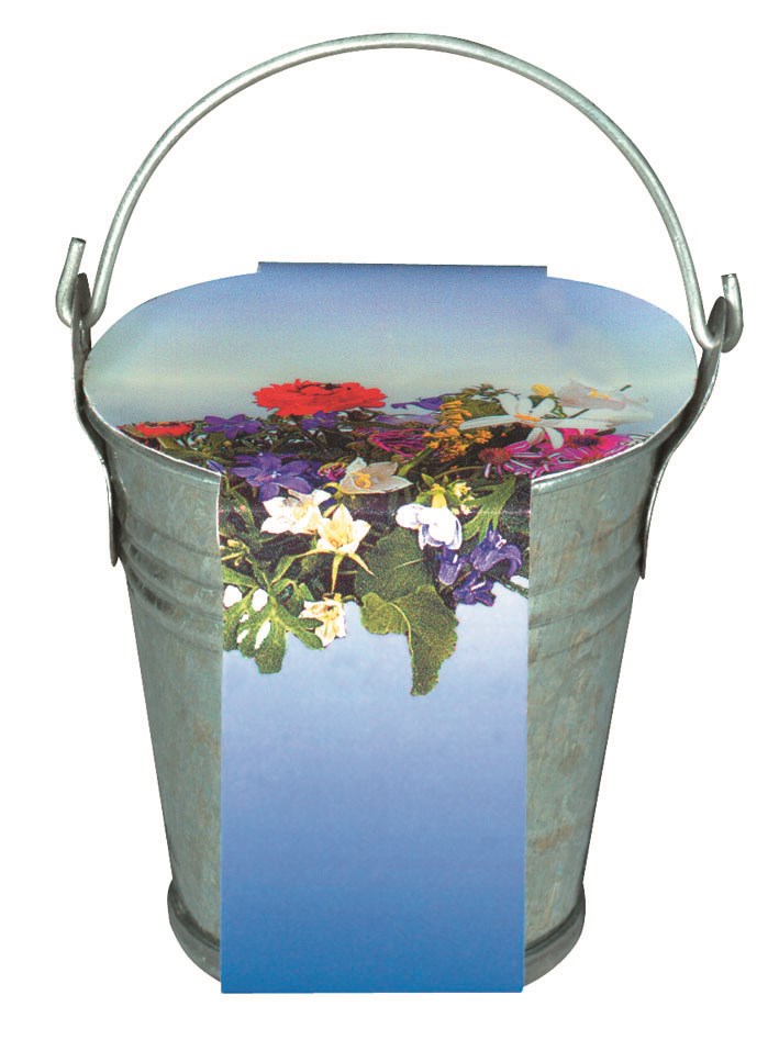 Zinkeimerchen Bunte Blumenmischung, bunte Blumenmischung, 1-4 c Digitaldruck inklusive