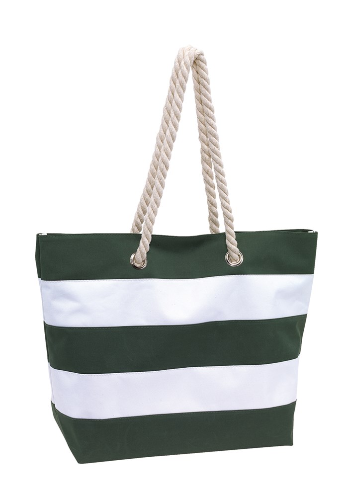 Strandtasche "Sylt", 300D, grün/weiß